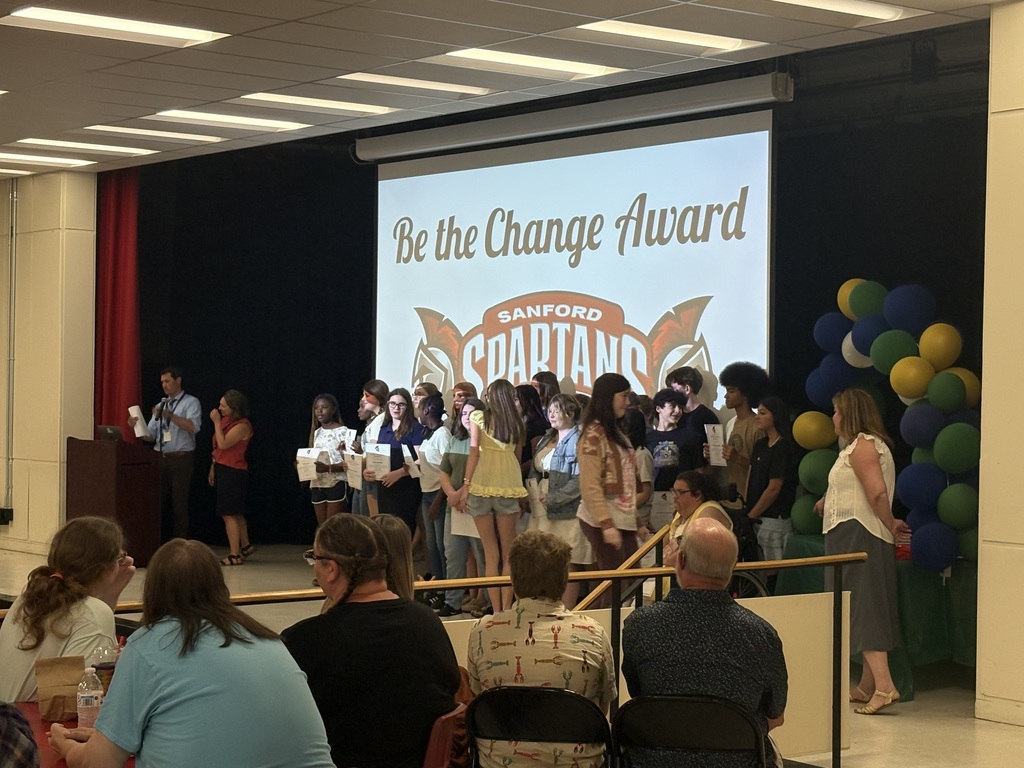 What an incredible morning at Sanford Middle School! Today we held our 8th Grade Awards Ceremony, recognizing students for achievements including Perfect Attendance, High Honors, the Be the Change Award, and so many more! 🌟  Congratulations to every award recipient — your hard work and character truly shine. And to ALL of our 8th graders: we are so proud of each and every one of you.