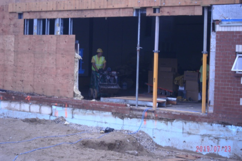 Demolition of the exterior wall to our cafeteria.