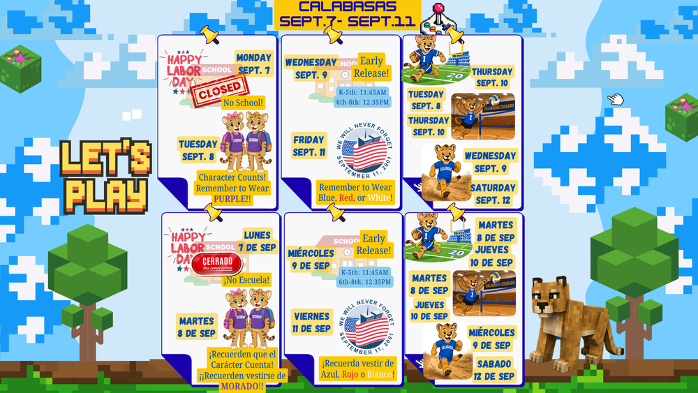 Week September7- September11 Events 