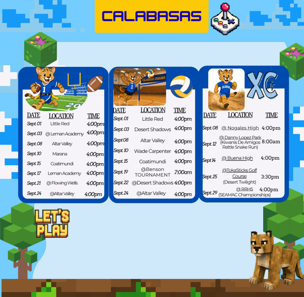 Sport Schedule for the month of September 