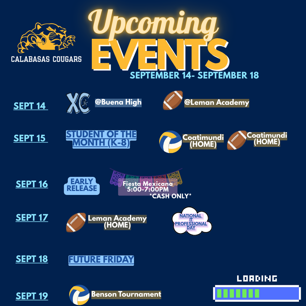 Week September14- September19 Events 