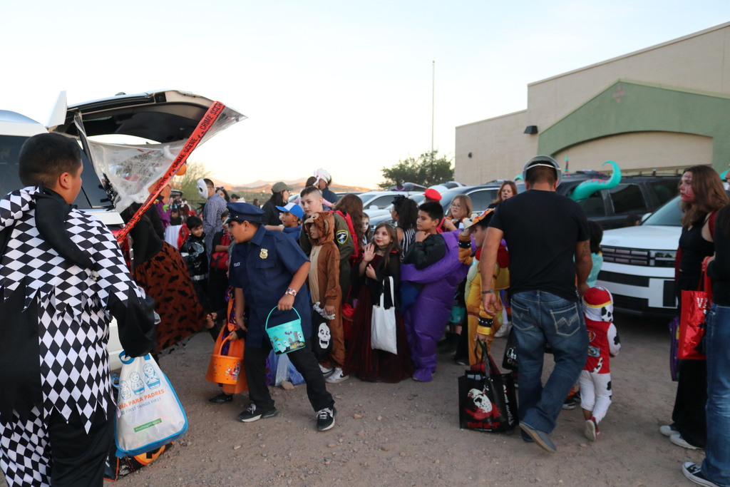 Children making line at  Trunk or Treat