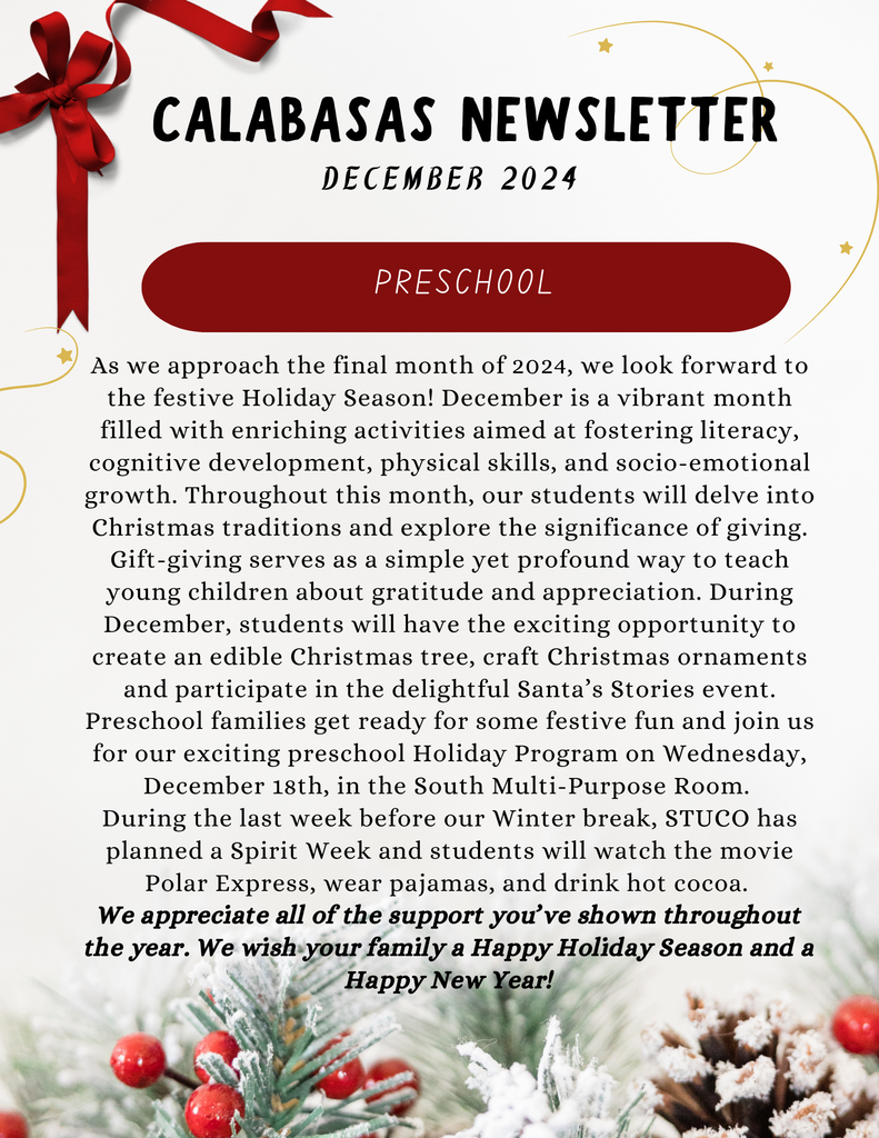 Calabasas December Newsletter