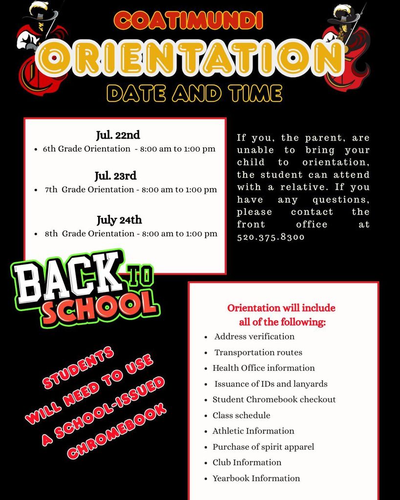 orientation dates and time