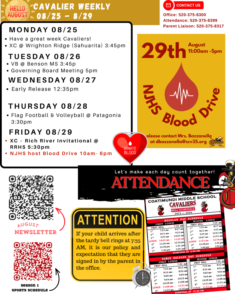 week at a glance with blood drive