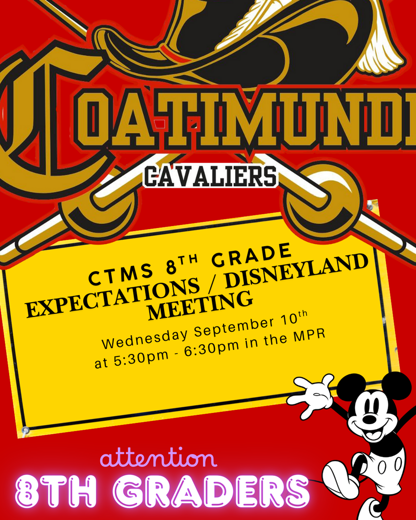 flyer announcing 8th grade meeting