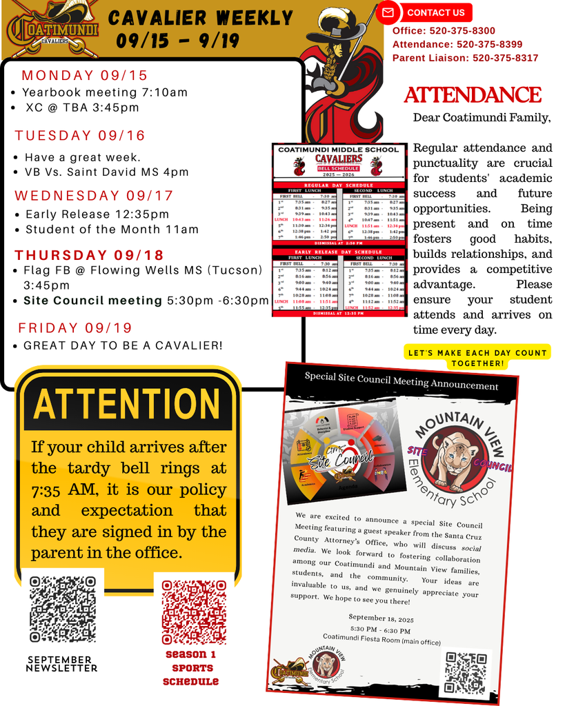 Cavalier week at glance 915-9/19