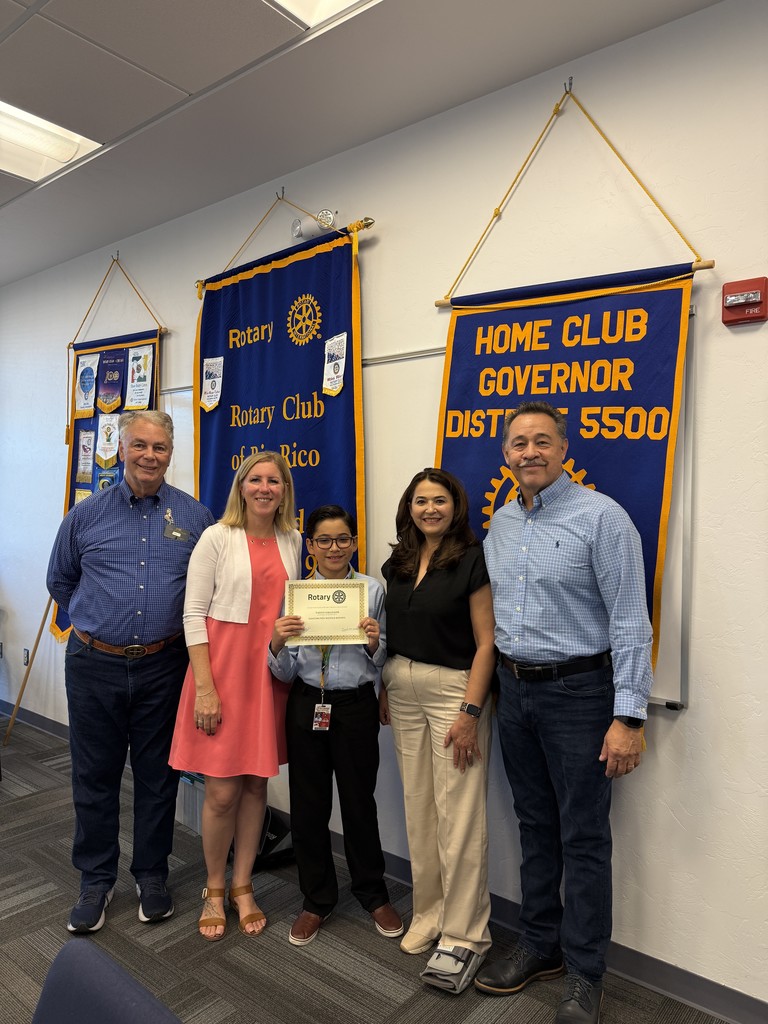 CtMS Principal Rebekah Cabrera and Rio Rico Rotary President Jim Wickstead with student of the month