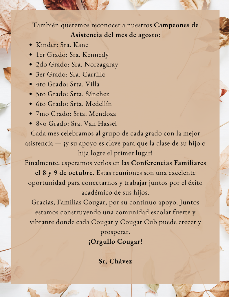 Oct Newsletter Spanish