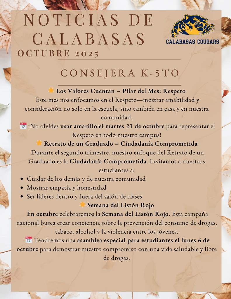 Oct Newsletter Spanish