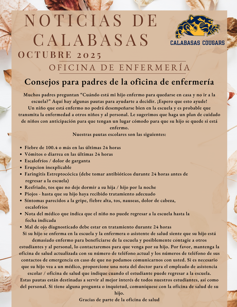 Oct Newsletter Spanish