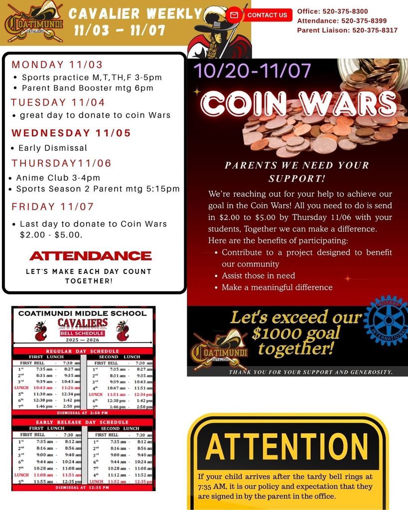 week at a glance with coin war announcement 