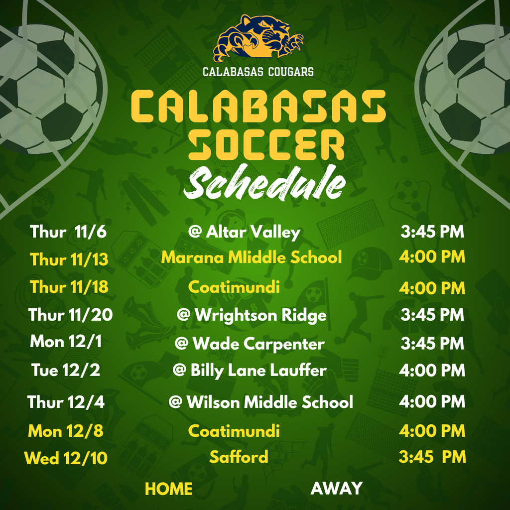 November Soccer Schedule