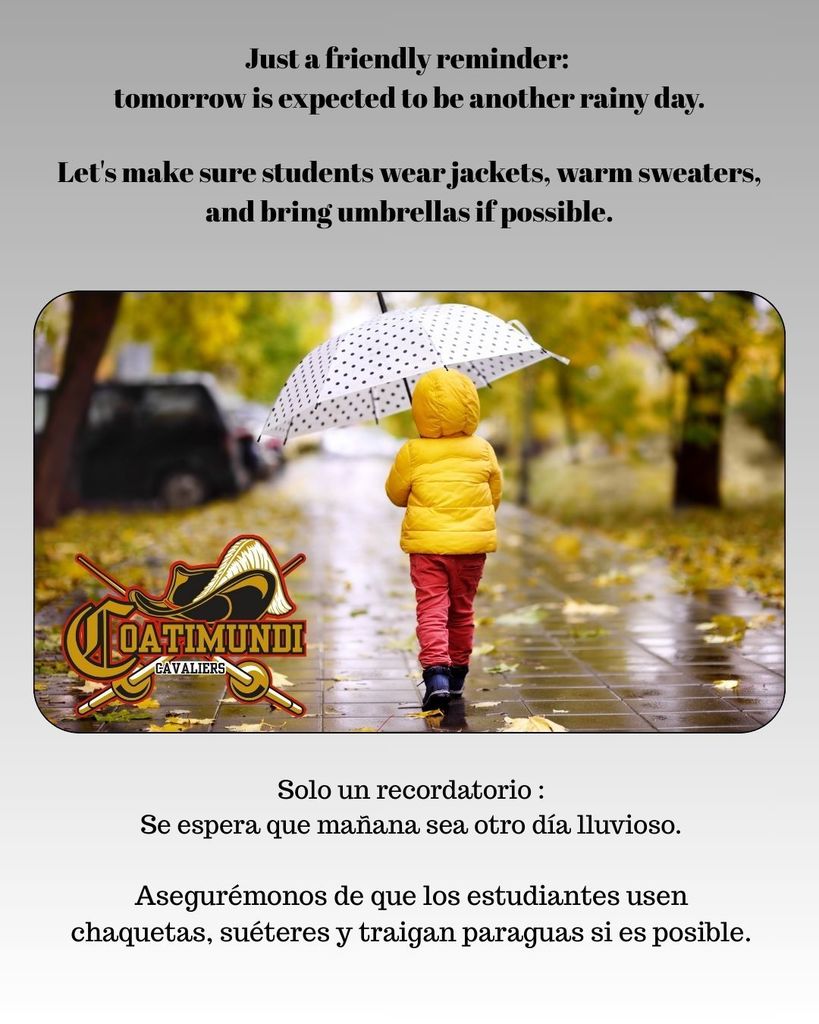 flyer reminding raining day