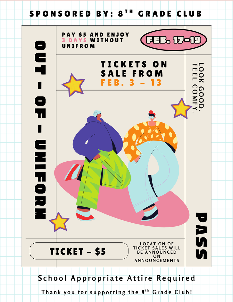 8th Grade Club 3 Day Dress Down