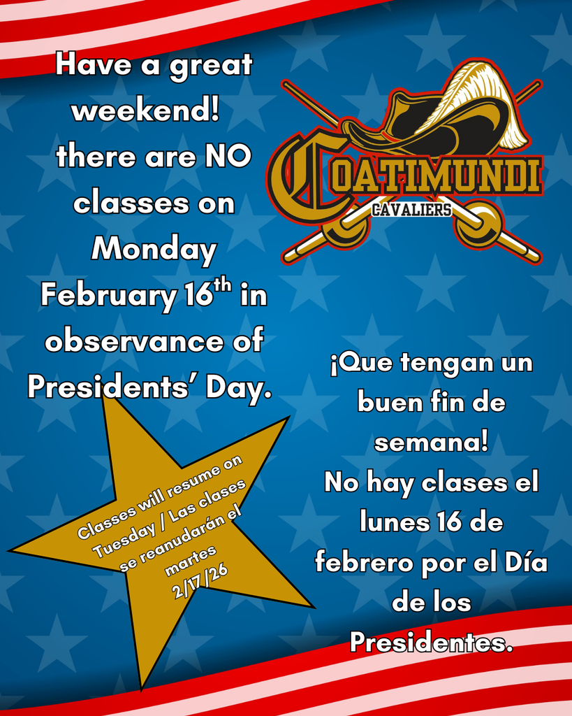reminder there are no classes on Monday 2/16/26 due to Presidents' Day