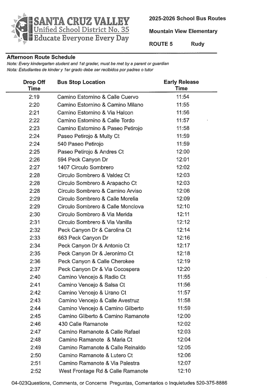 Bus Routes #2 and #5 Combined