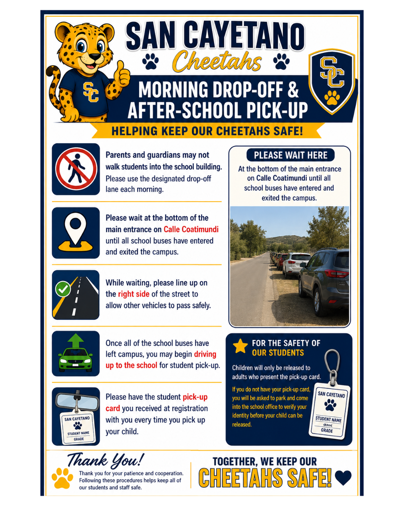Morning Drop -off and Afternoon Pick -up Procedures!
