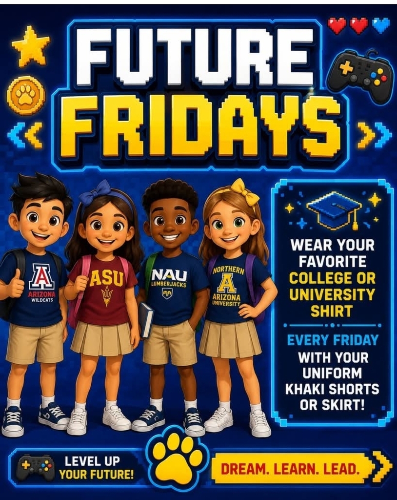 Your future awaits! Level Up and show your future pride! Wear uniform bottoms and University or college top!