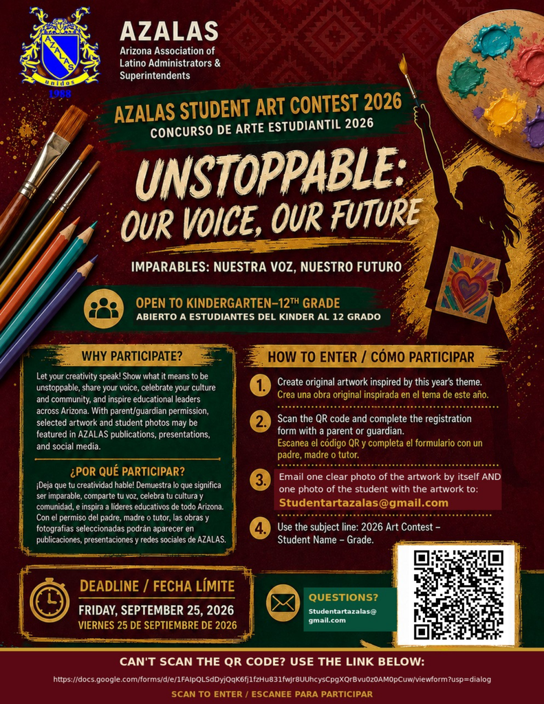 AZALAS STUDENT ART CONTEST 2026 DEADLINE Sept 25 2026.