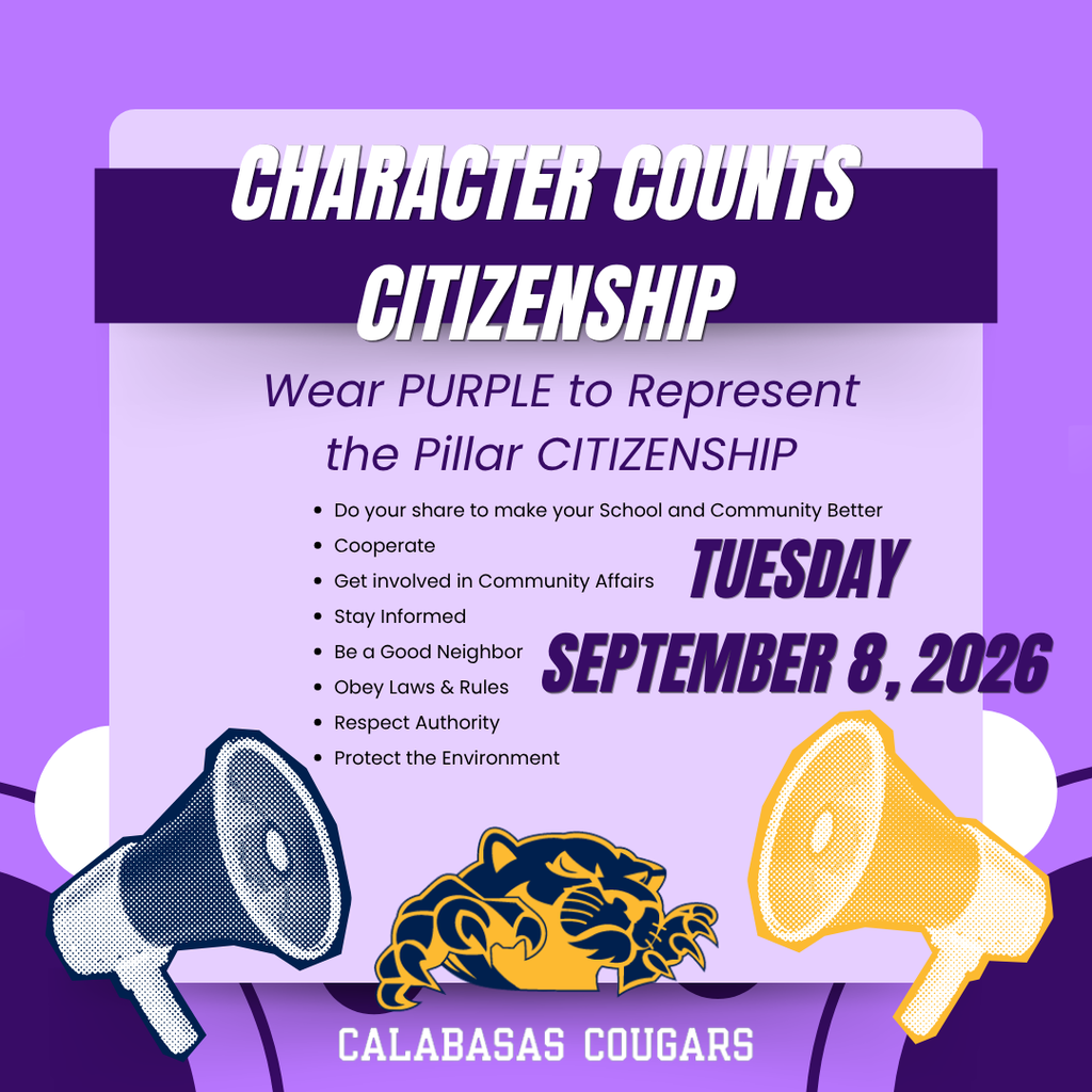 Character Counts, Citizenship. Tuesday Sept 6, Wear PURPLE!