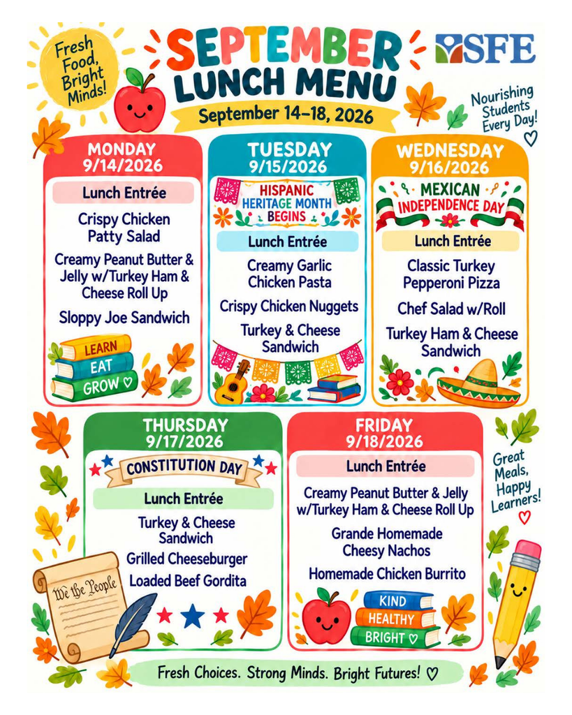 September Lunch Menu Flyer