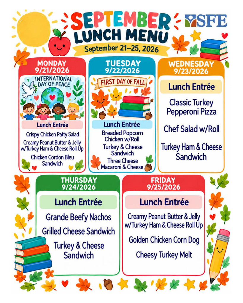 September Lunch Menu Flyer