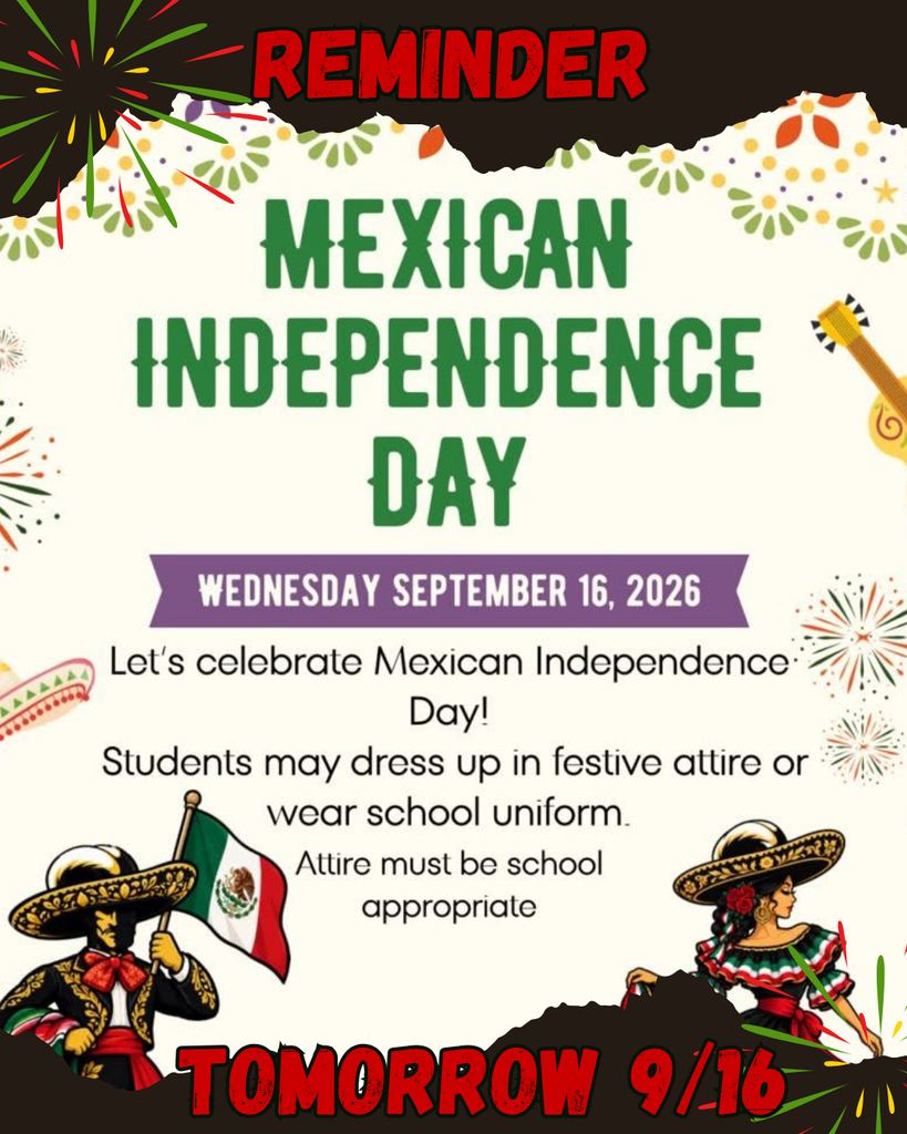 reminder for dress in festive Mexican wear for Mexican independance day