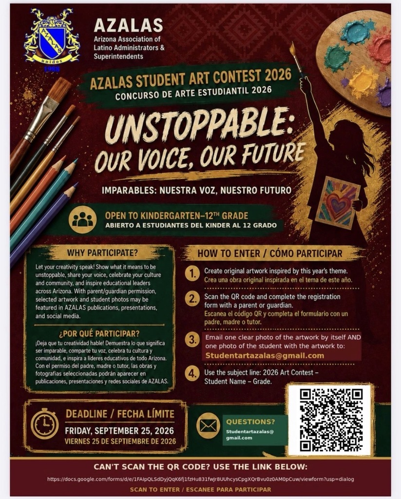AZALAS STUDENT ART CONTEST 2026 DEADLINE Sept 25 2026.