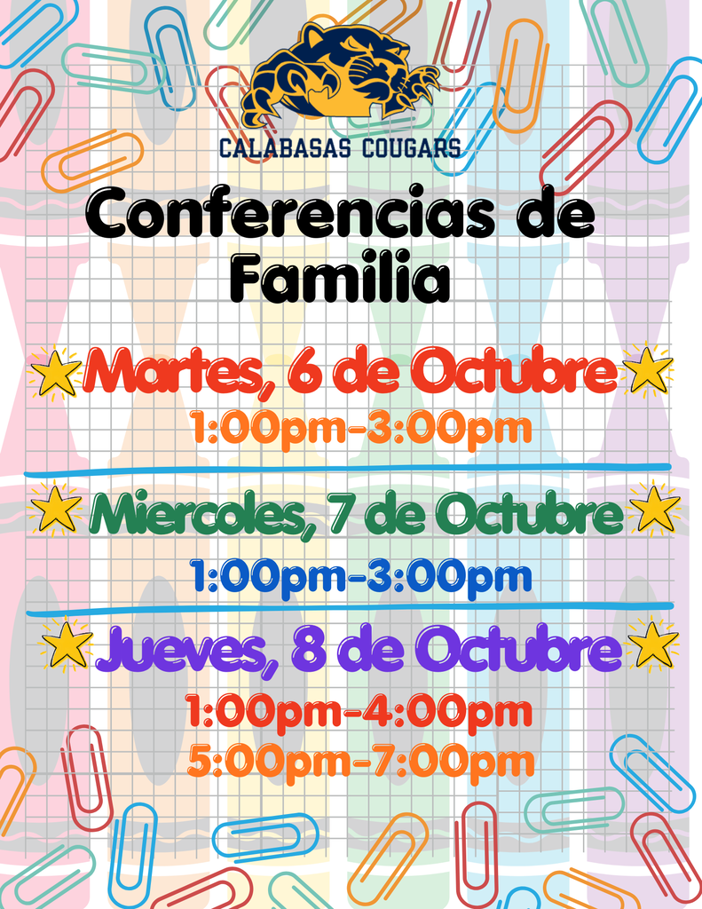 Conferencias de Familia, Martes, Miercoles, Jueves