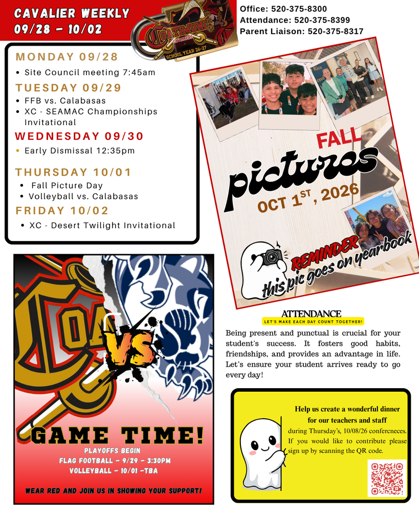 week at a glance with football game announcement 
