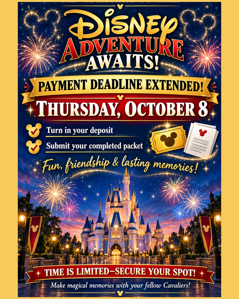 disney land payment extension flyer for 8th grade families