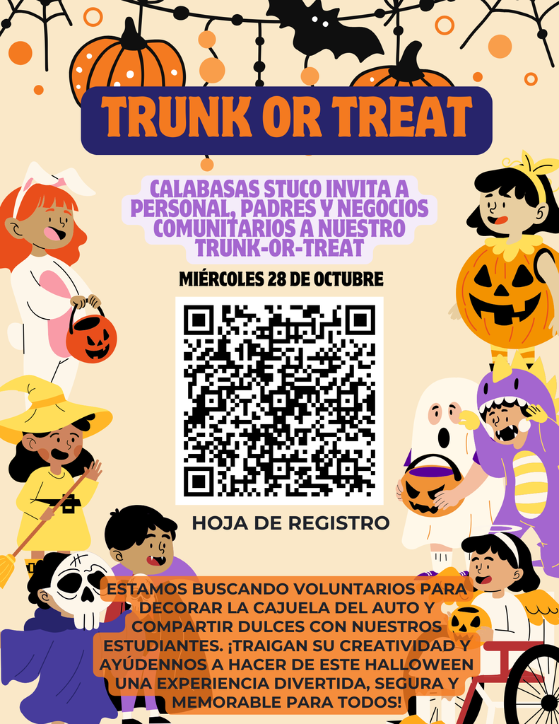 Sign up trunk or treat flyer (Spanish)