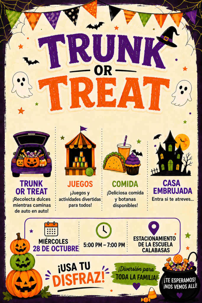 TRUNK OR TREAT FLYER! Oct 28 5-7pm (Spanish)