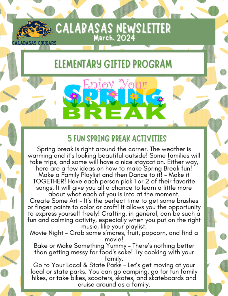 Newsletter - Elementary Gifted Program