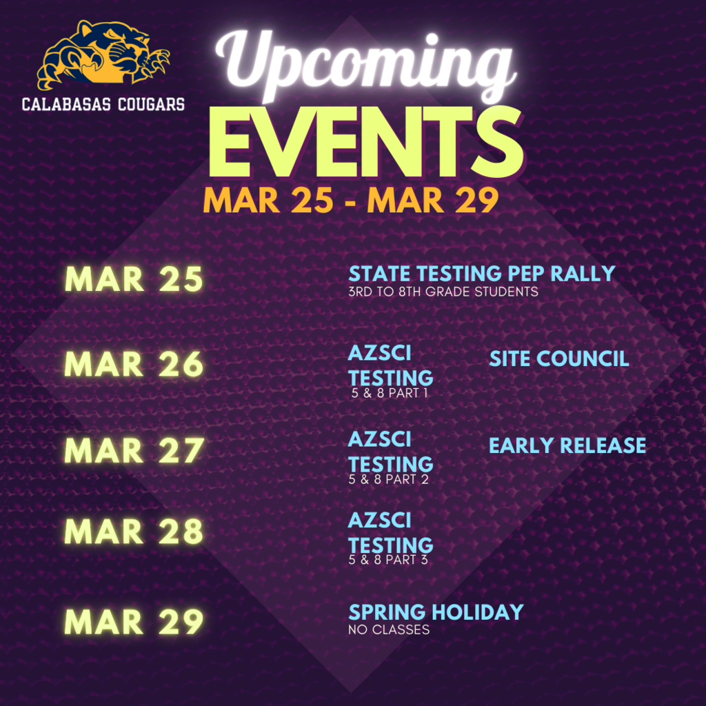 Events for 3/25 to 3/29