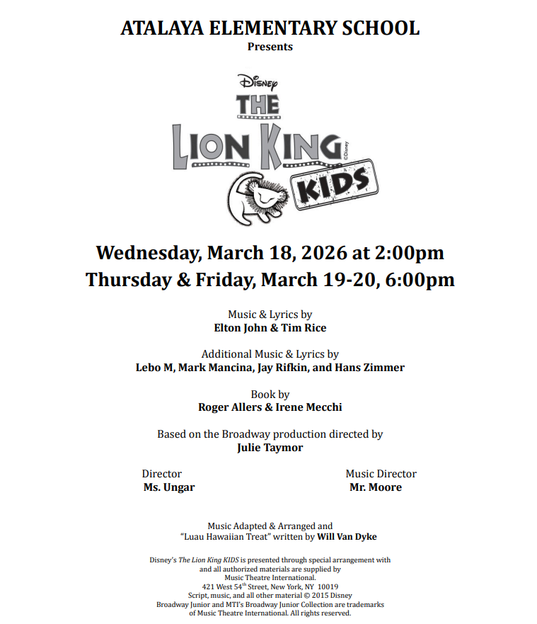 Lion King KIDS March 19 & 20