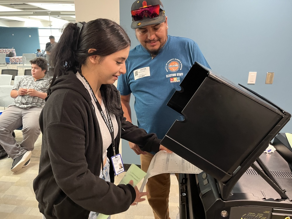 ECO Senior Kamila Collazo Voting in Mock Election