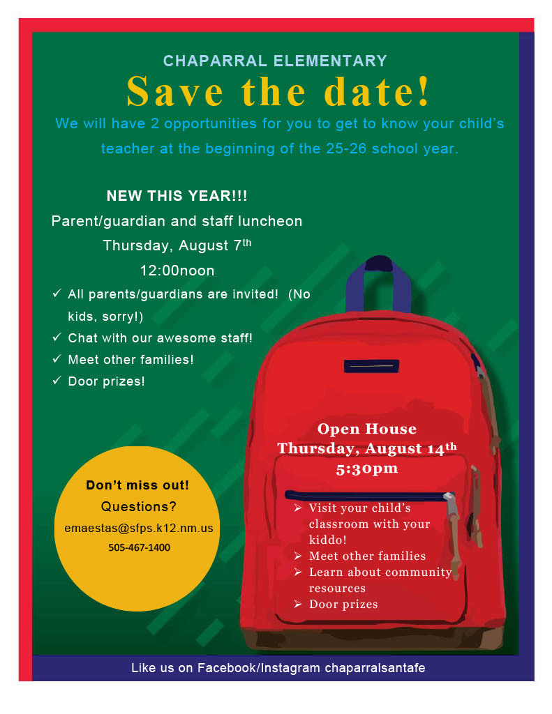 Paren night and staff luncheon info