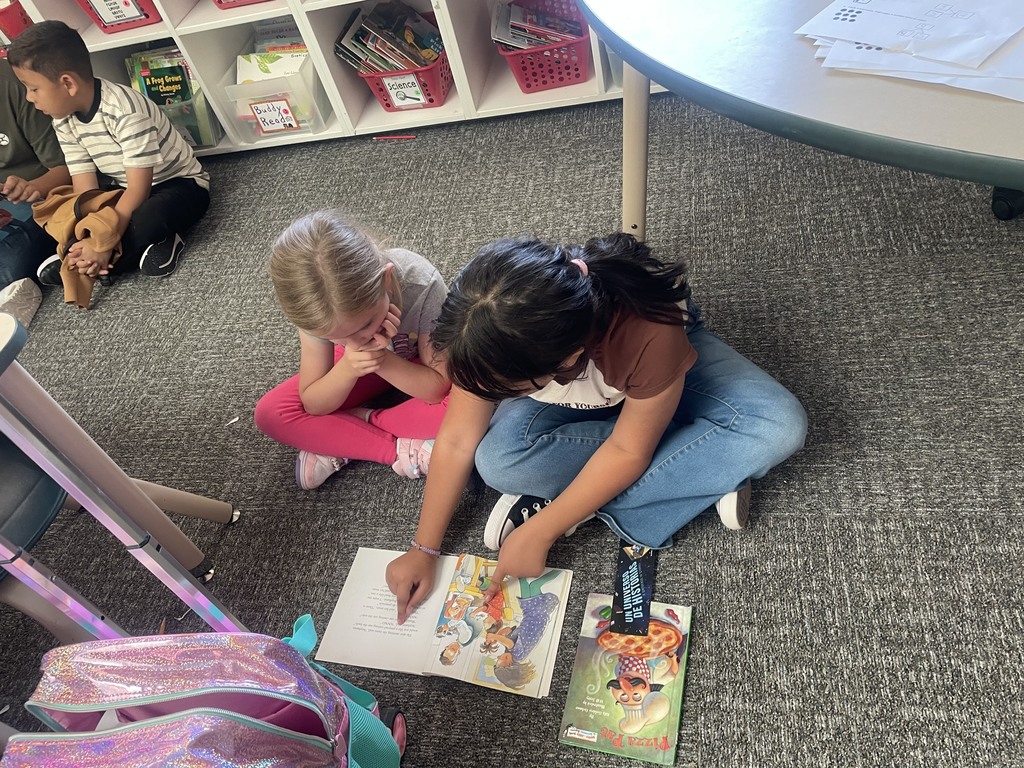 students reading together