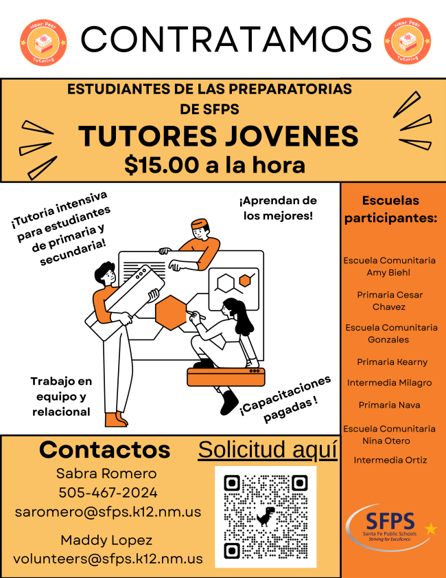 We are looking for high school student tutors/ Estamos Contratando Estudiantes De la High School para ser tutors  