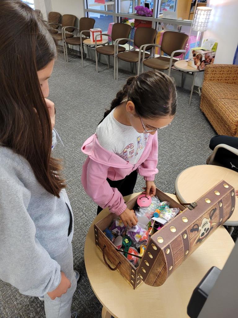 Students at treasure chest