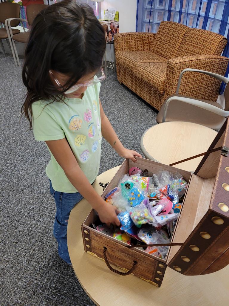 Students at treasure chest