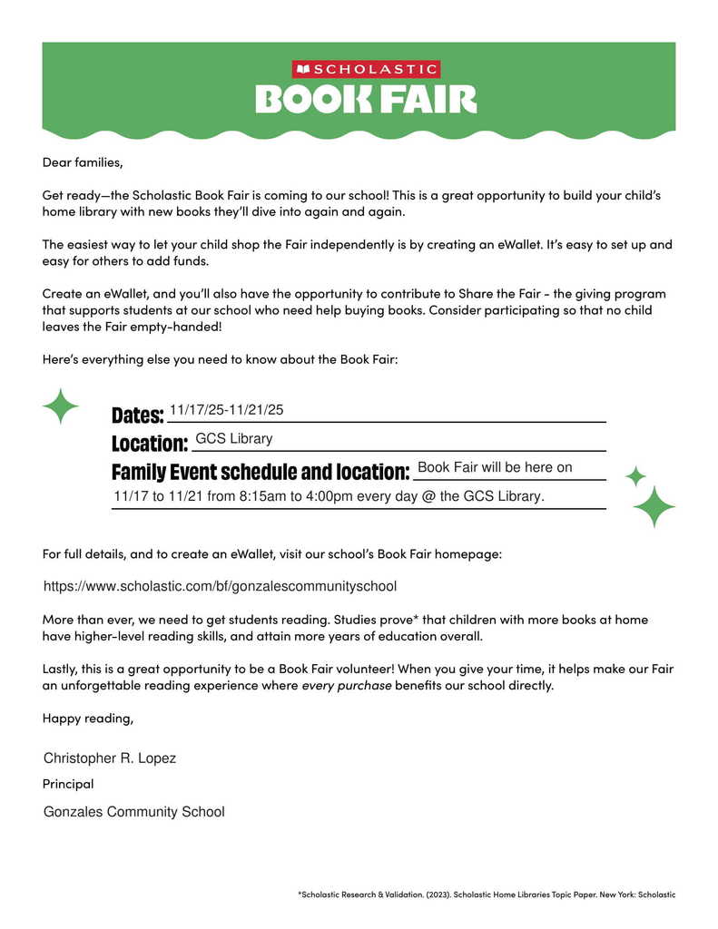 Scholastic Book Fair @ GCS!