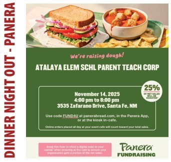 Dinner Night Out November 14 at Panera on Zafarano