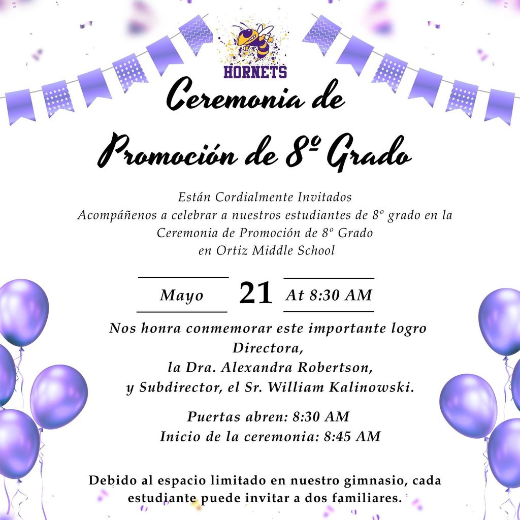 🎓 8th Grade Promotion Ceremony / Ceremonia de Promoción de 8º Grado