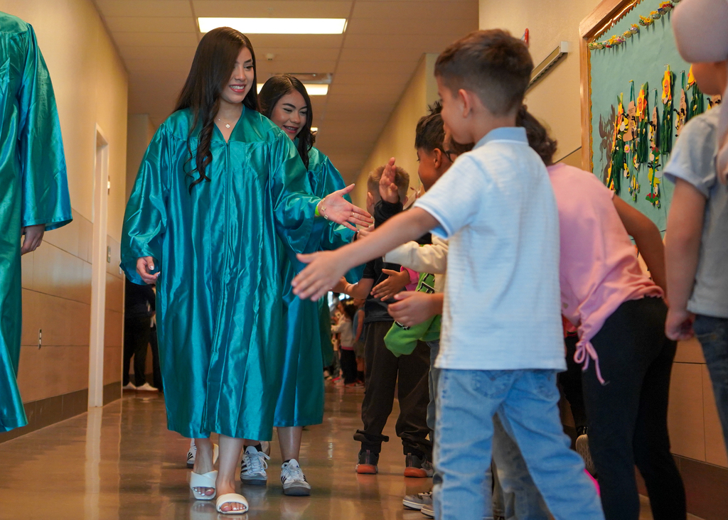 CHS seniors are congratulated by younger SFPS students.