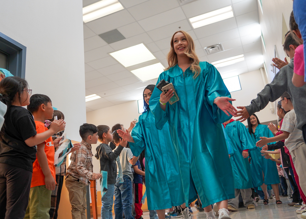 CHS seniors are congratulated by younger SFPS students.