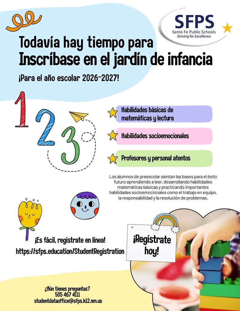 An infographic shows registration details for kindergarten. Numbers 1, 2, and 3 are depicted. It highlights basic skills, social abilities, and attentive teachers.