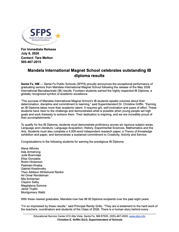 Mandela International Magnet School celebrates outstanding IB diploma results